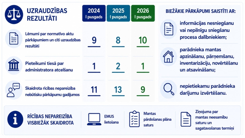 Uzraudzības rezultāti 2026.gada pirmajā pusgadā