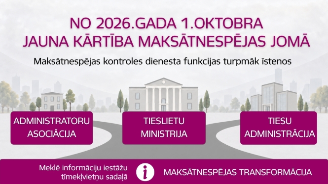 Maksātnespējas transformācija - MKD funkcijas pārņem Tieslietu ministrija, Tiesu administrācija un Administratoru asociācija