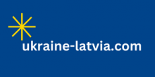 A blue background with a yellow ray star in the left corner - expresses support for the people of Ukraine