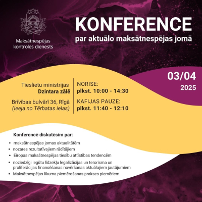 Konferences par maksātnespējas jomas aktualitātēm norises vieta un laiks
