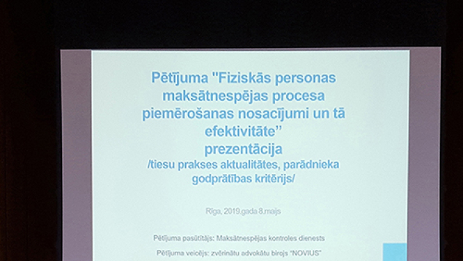 Pētījuma "Fiziskās personas maksātnespējas procesa piemērošanas nosacījumi un tā efektivitāte" prezentācija