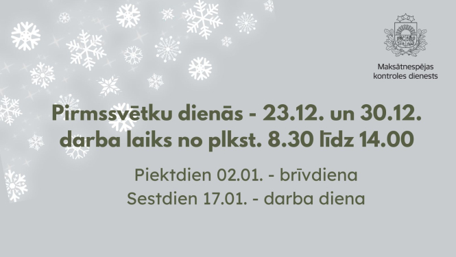 Darba laiks Ziemassvētku un gadumijā 2025