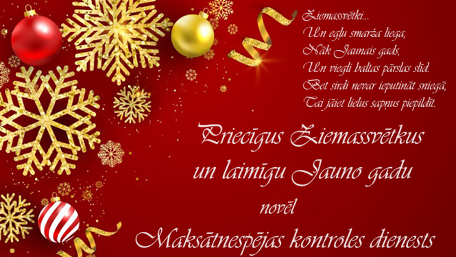 Maksātnespējas kontroles dienests novēl priecīgus Ziemassvētkus un laimīgu Jauno gadu!