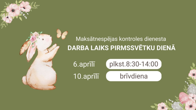 Zaķītis apbrīno pavasara taurenīti - apkārt ziedi. Tekstā MKD ziņo par darba laiku 2023.gada Lieldienās.