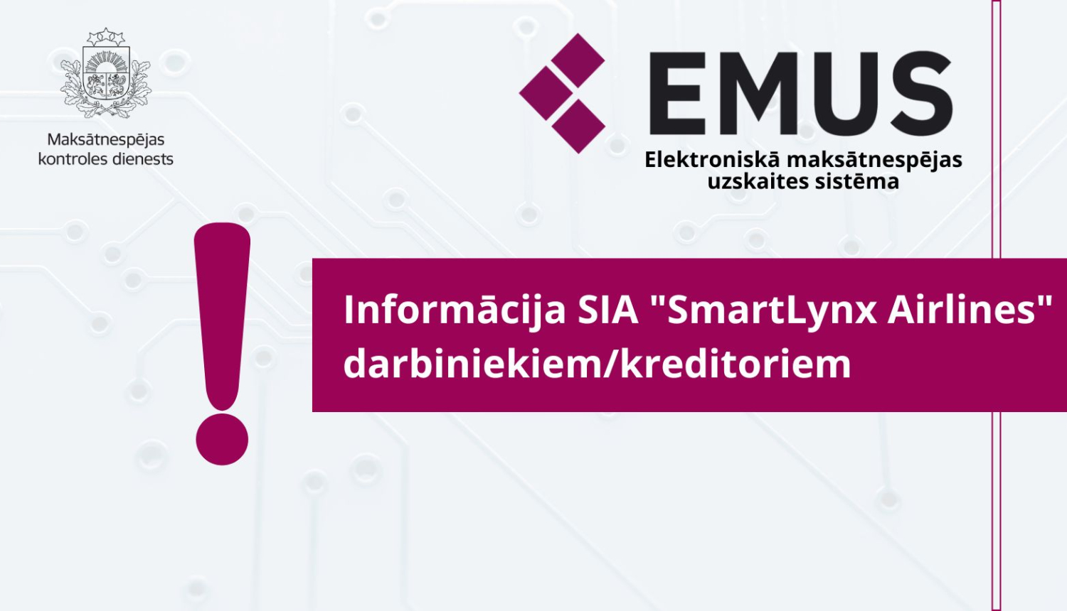 Informācija SIA "SmartLynx Airlines" darbiniekiem/kreditoriem