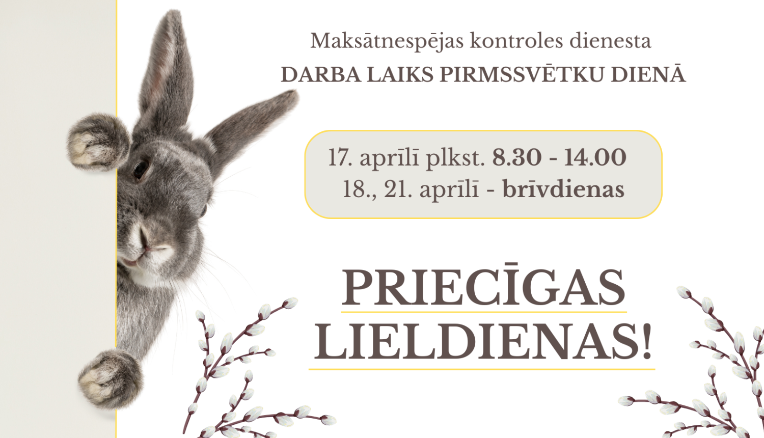 Lieldienu zaķis sveic Lieldienās. Darba laiks svētkos.