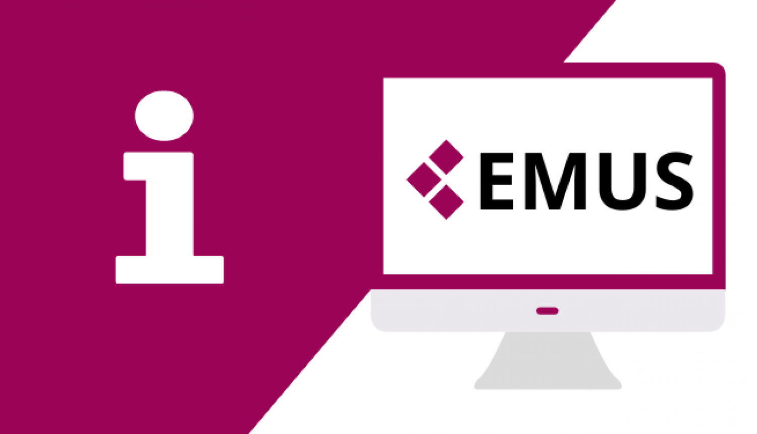 Dators ar EMUS logo. Informācija par EMUS.